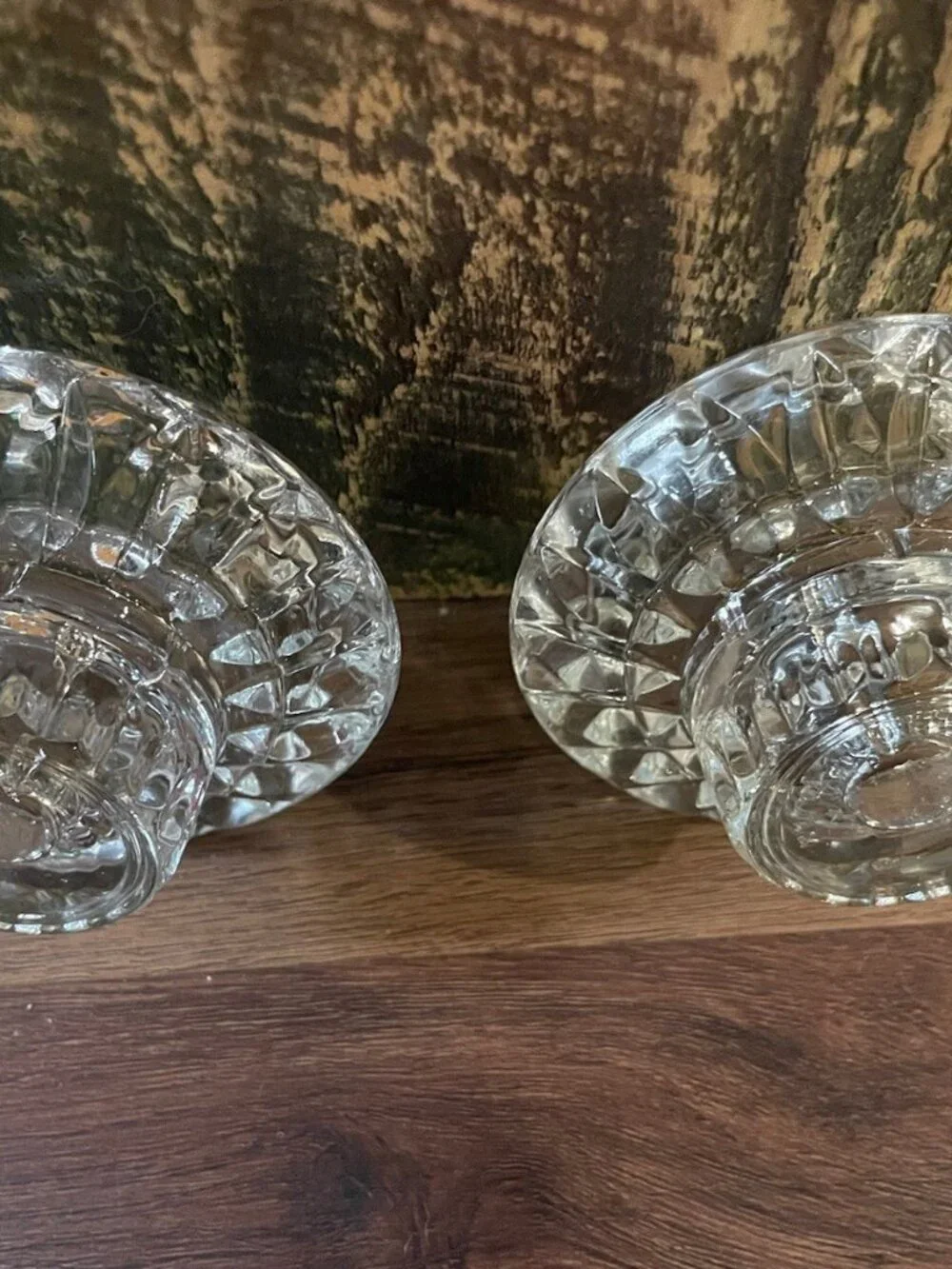 KIG Malaysia Vintage Lead Crystal Tea Light Holders set of 2